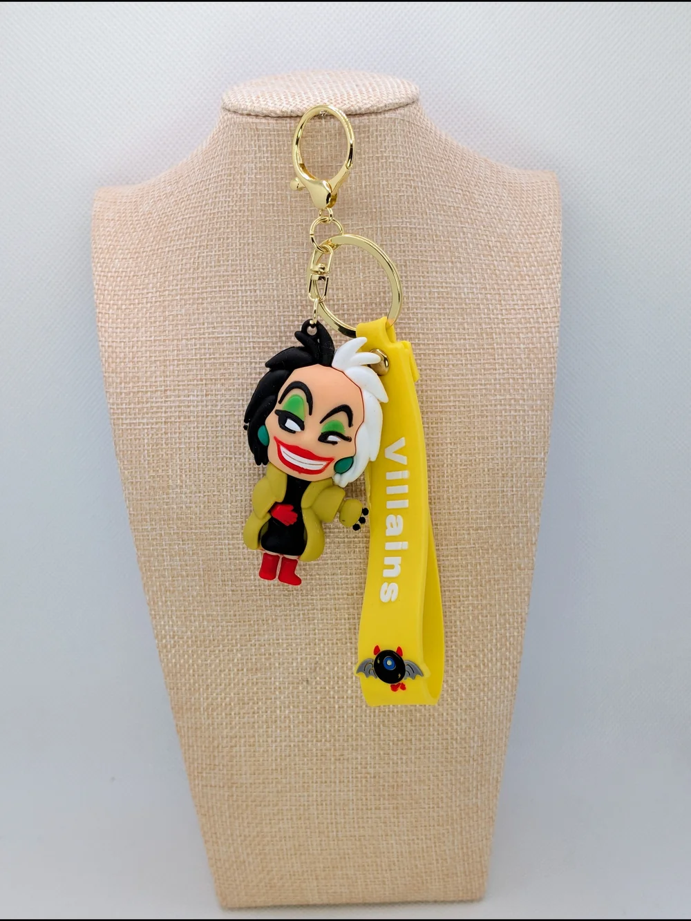 Cruella Deville Keychain Bag Charm With Gold Tone Hardware